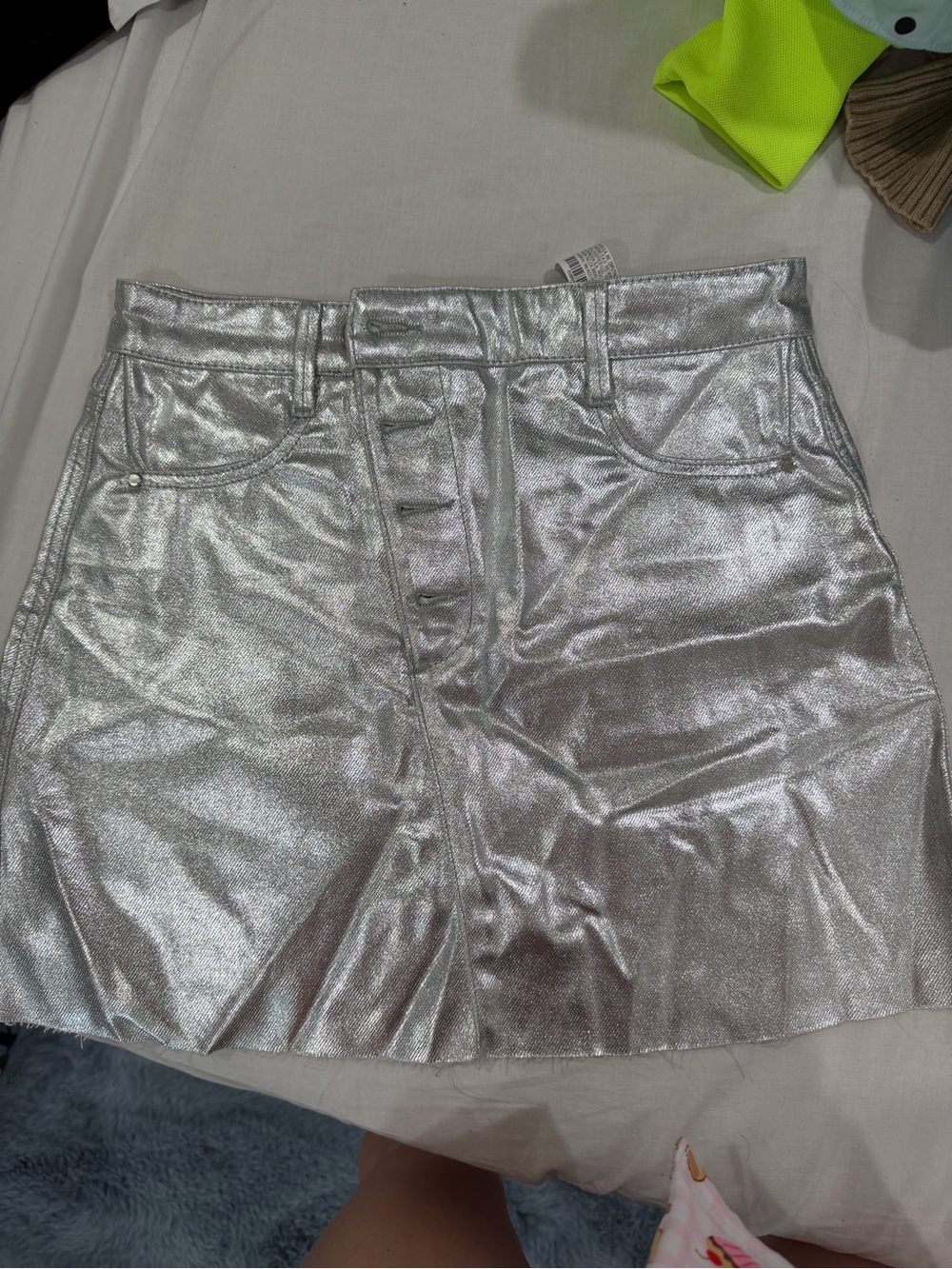 Zara Metallic Silver Mini Skirt